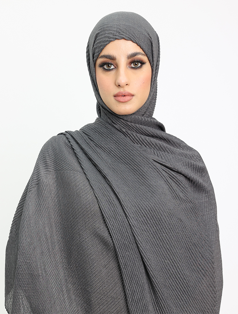 Grey Crinkle Lurex Hijab